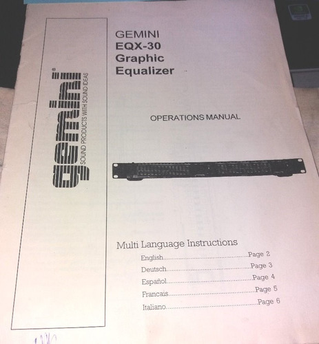 Manual Orig En Papel Eq Gemini Eqx-30 - 10 Pag P/coleccion