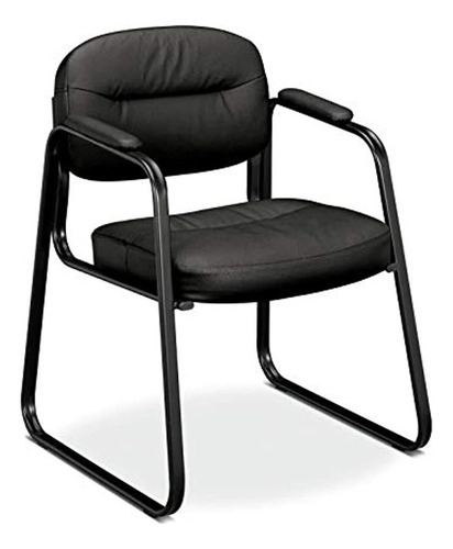 Hon - Silla De Piel Con Brazos Fijos, Negro