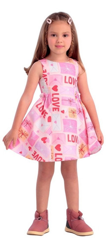 Vestido Infantil Rosa Corações Mon Sucré Lovely 22212 B.e.