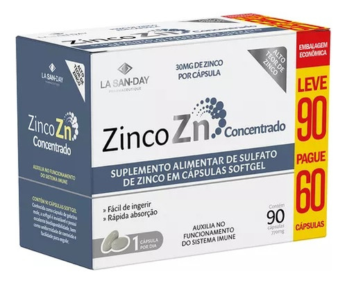 Suplemento Alimentar Zinco Concentrado 90cps - La San Day Without Flavor