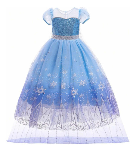 Disfraz Vestido De Princesa De Elsa, Frozen 2 , Incluye Capa , Tiara Y Varita