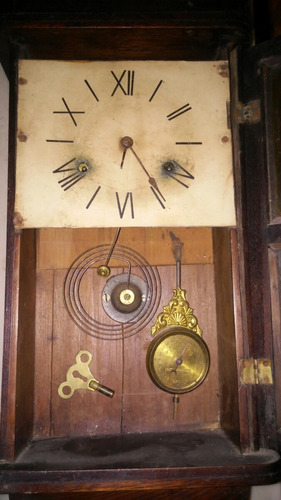 Antiguo Reloj De Pared A Cuerda Año 1886 De Coleccion