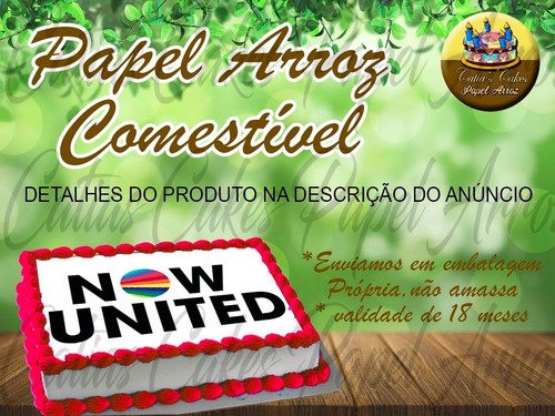 Papel De Arroz Comestível Bolo Now United