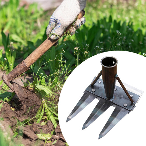 Garden Hoe Weeding Rake Manual Weeder Tool Hold 3 Dientes