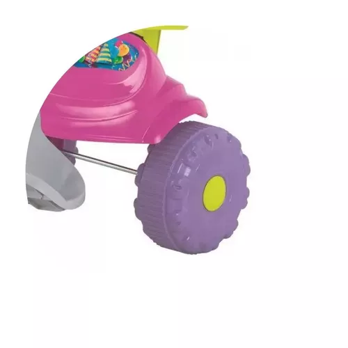 Triciclo Infantil Menina Velotrol Tico Tico Festa Rosa Com Aro E Cestinha