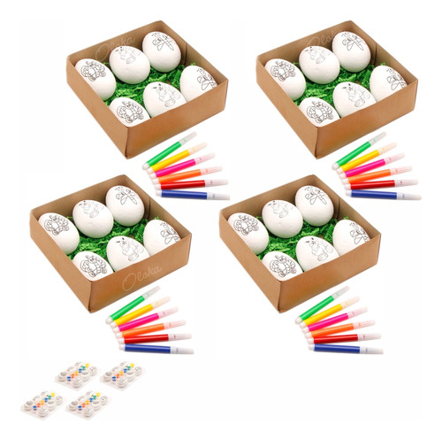 Kit 24 Ovos De Páscoa Para Colorir E Pintar Osterbaum