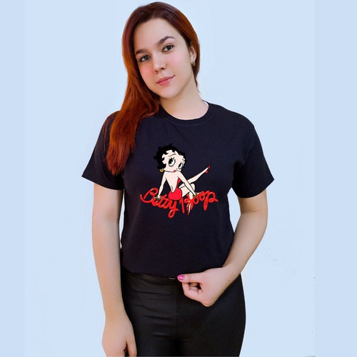 Polera Dama Estampada 100%algodon Diseño Betty Boop 073