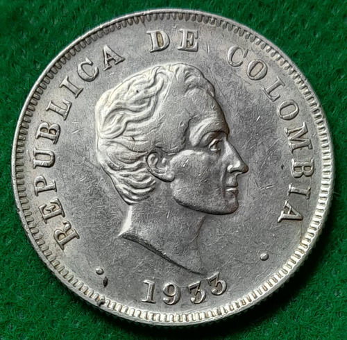 1 Moneda De Plata De 50 Centavos Año 1933, Excelente Estado