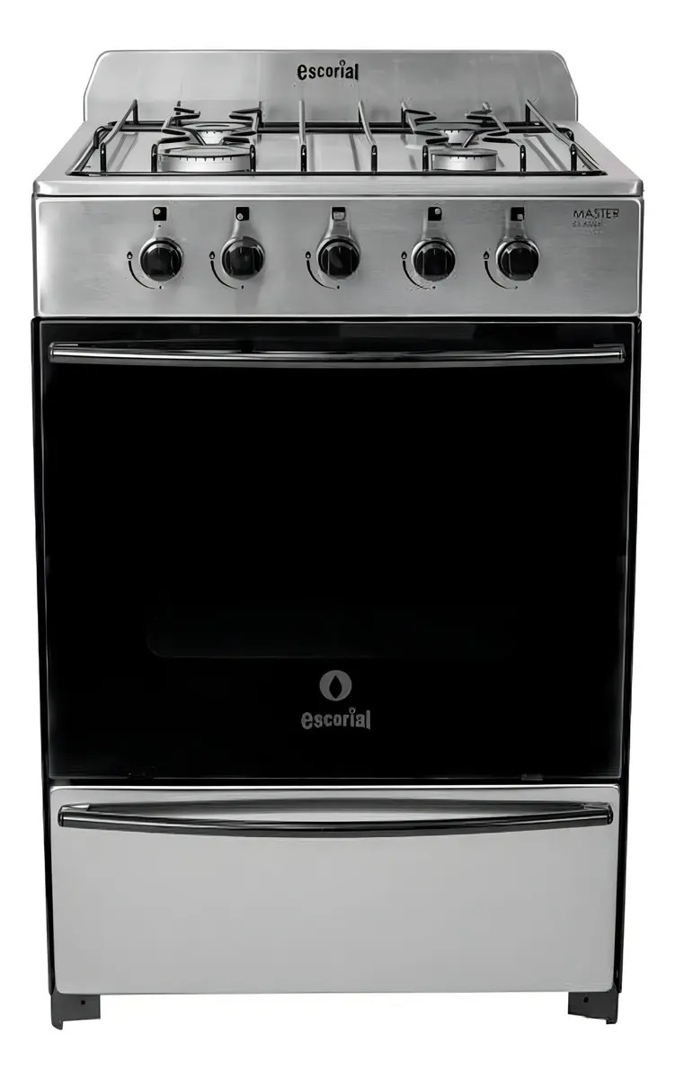 Cocina a Gas Escorial 4 Hornallas Acero Inoxidable Gas Natural 56cm