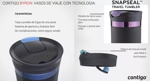 Contigo Byron Snapseal - Taza de viaje de acero inoxidable, termo al vacío,  vaso a prueba de fugas, taza de café con tapa fácil de limpiar sin BPA