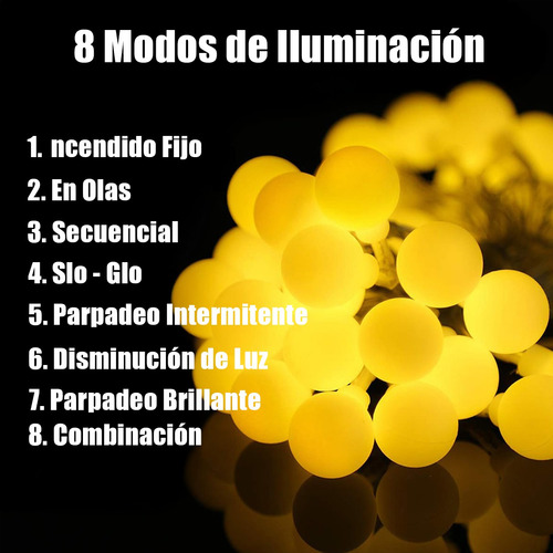 12m Solar Globo Cadena De Luces 100leds Para Fiesta