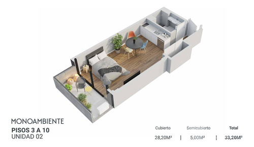 Departamento Monoambiente Balcón Frente (a Estrenar 2025) Palermo