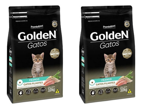 Ração Golden Gatos Filhotes Frango 3kg Kit 2 Unidades