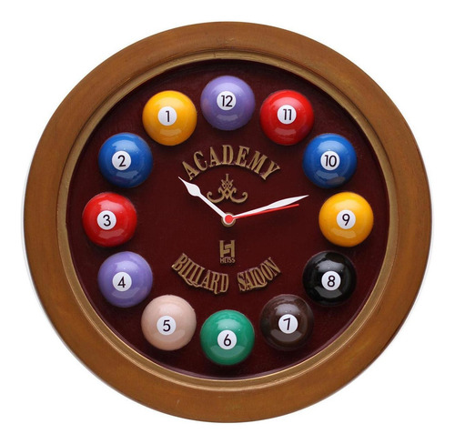 Relógio Decorativo Kg De Parede Anti-horário Billiard Bordô