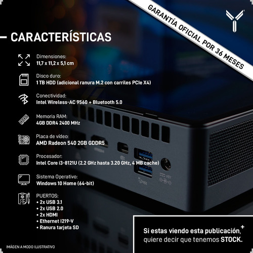 Mini Pc Intel Nuc I3 8121u 4gb 1tb Radeon 2gb Desktop Win10