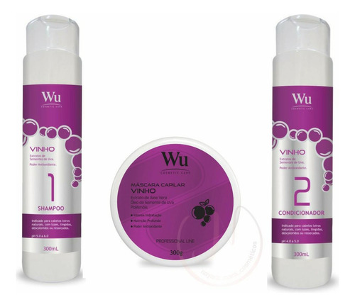 Kit Vinho Terapia 3 Passos Manutenção - Wu Cosmetic Care