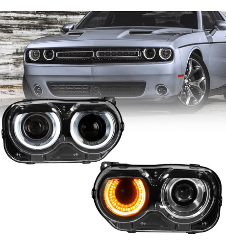 Fione Conjunto Faro Delantero Led Para Dodge Challenger Par