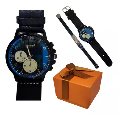 Reloj De Pulso Para Hombre + Pulsera Estuche Regalo Joven