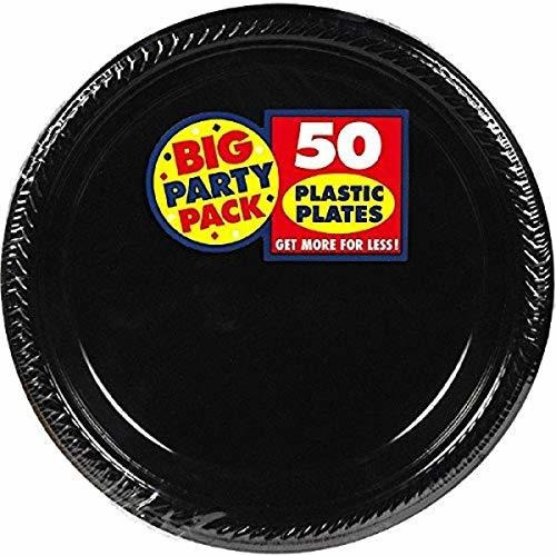 Platos Plásticos Negros Amscan | 7' | Paquete De 50 | Fiesta