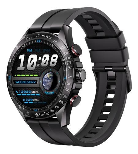 Haylou Solar Pro Smartwatch 1.43'' AMOLED Pantalla de 466*466px, 2ATM Impermeable, Funciín ded SOS, Caja Negra, Correa Negra, Bisel Negra, LS18