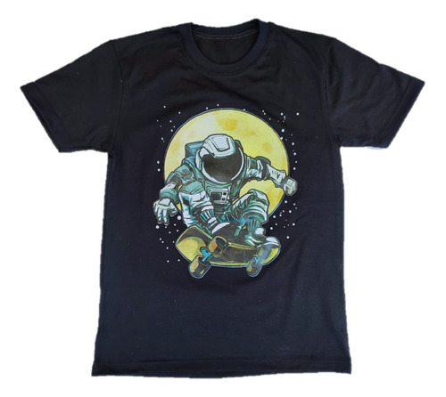 Playera Negra De Astronauta Grande Economica De Caballero