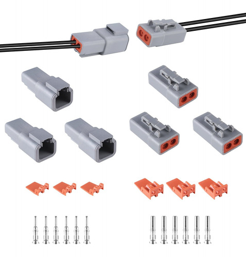 Muyi 3 Kits Conector Serie Dtp 2 Pine 14-12 Awg Impermeabl