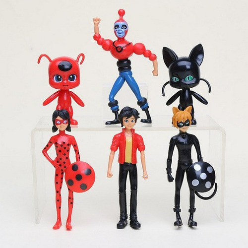 Figuras Ladybug Miraculous Chat Noir Kwamis 6 Unidades 10 Cm