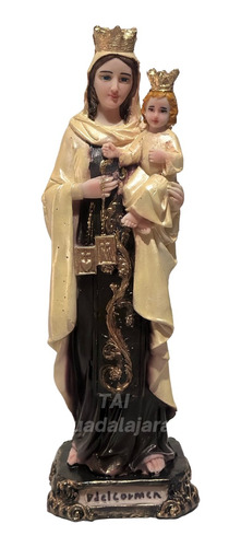 Virgen Del Carmen Fina Resina Figura Religiosa De 31.5 Cm