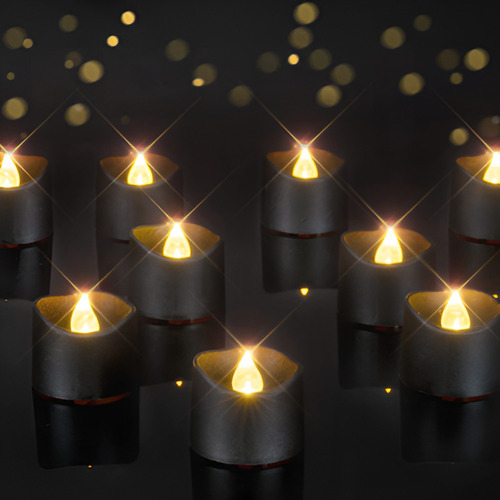 Set 12 Velas Led Color Negro Fiesta Halloween Parpadeantes