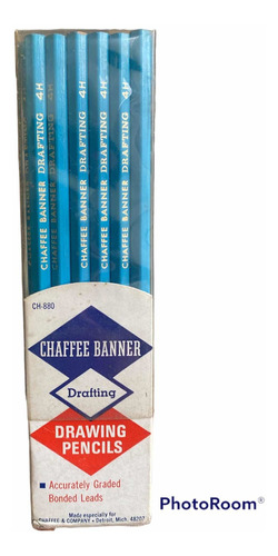 Yh Antiguo Set 12 Lápices Drawing Pencil Chaffee Banner 4h N