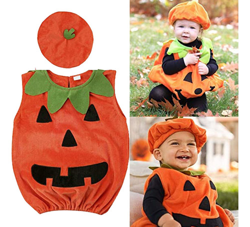 Vestido De Calabaza De Halloween Sin Mangas Para Niños .