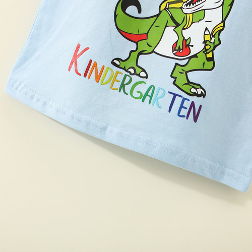 Conjunto De 2 Piezas De Algodón Con Estampado De Dinosaurio Azul 18-24 M