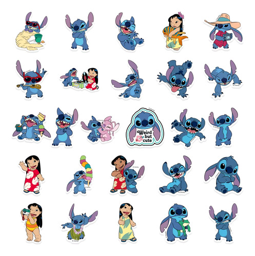 Kit 50 Calcomanias Stickers Lilo Y Stitch A Prueba De Agua