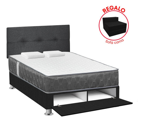 Juego Dormitorio Forli Sabanera Acqua 2plz Gris + Sofá Cama