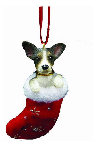 Rata Terrier Calcetin De Navidad Ornamento Con  Santa &apos