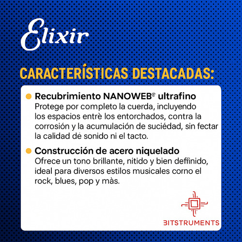 Elixir 12002 Cuerdas Guitarra Electrica Nanoweb Super Light