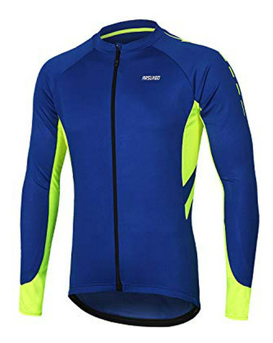 Arsuxeo Men's Full Zipper Long Sleeves Cycling Jersey Bicycl