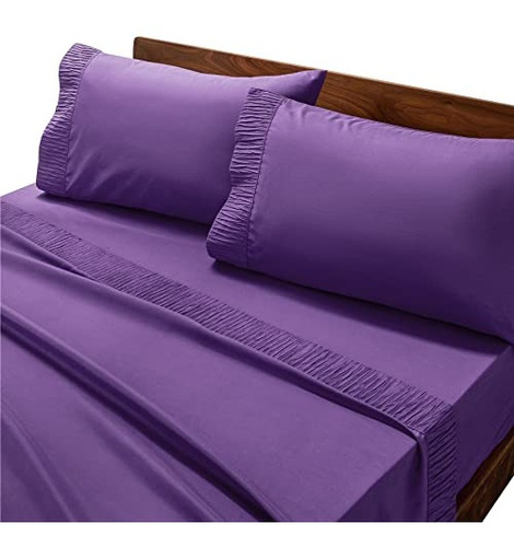 Juego De Sábanas Bedsure De Tamaño Completo, Color Morado Su