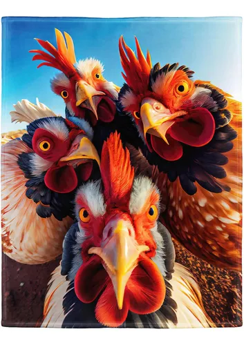 Rstick Manta De Gallos, Animales, Selfie, Divertida Manta Po