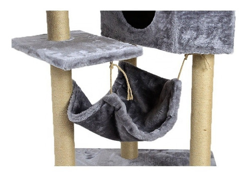 Imagen 4 de 7 de Rascador Tipo Torre Gatos 160cm Altura + Hamaca Arbol Felpa