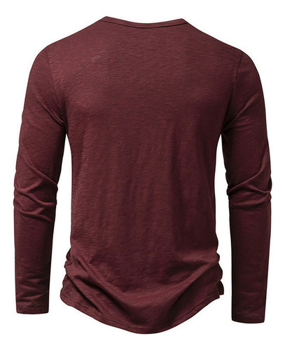 Playera De Manga Larga Para Hombre Con Cuello Henley De Algo