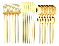 Comprar 24 Peças Kit Jogo De Talheres Dourado Conjunto Faqueiro Inox