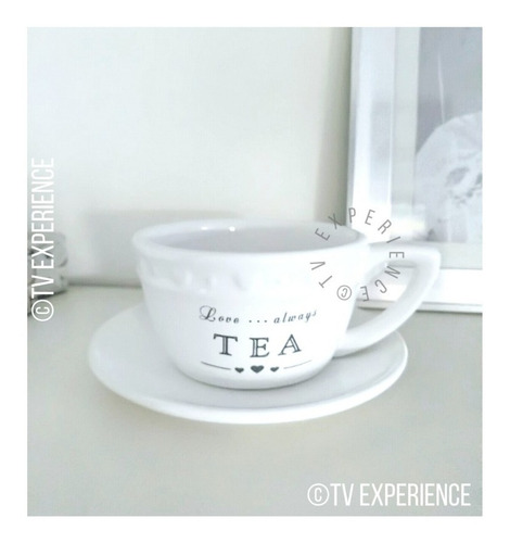 Imagen 6 de 6 de Taza De Té - Infusión Con Plato- Con Frase - 200 Cc