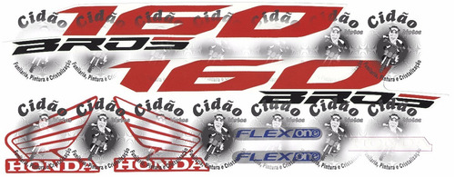Kit Adesivos Honda Nxr Bros 160 Esdd 2017 Vermelha
