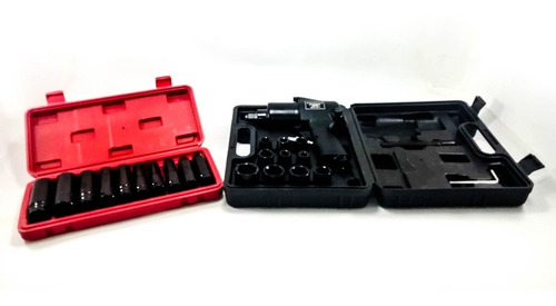 Pistola Neumática 1/2 + Copas De Impacto Cortas Y Largas