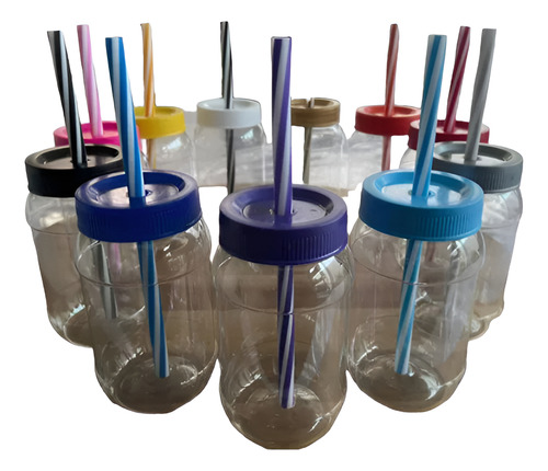 Cilindro Dulcero 70 Pz 500 Ml Tapa Popote Tarro/bote Fiesta