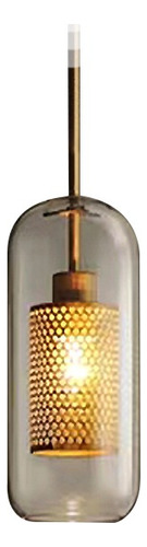 Lampara Colgante Ilios Innova 30 Cm Capsula De Cristal Con Jaula De Malla Color Dorado