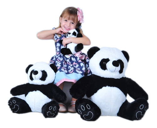 Trio De Urso Panda Para Nicho E Decoração