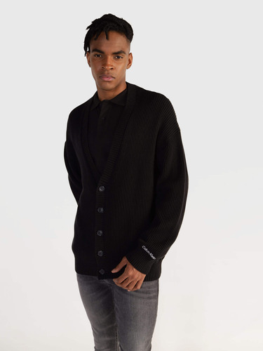 Suéter Calvin Klein Jeans Acanalado De Hombre Negro