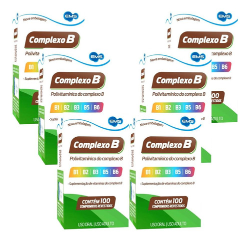 Kit Complexo B Com 6 Unidades 100 Comprimidos Revestidos Cd